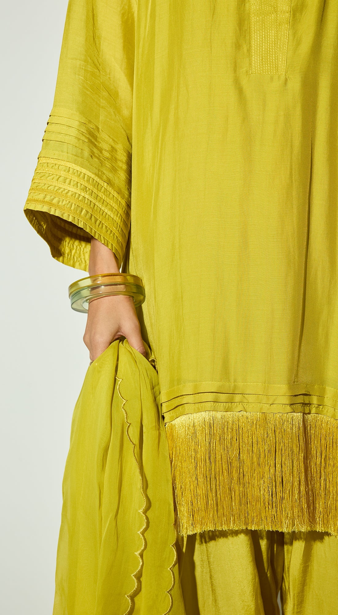 Green Silk Embroidered Co-ord Set