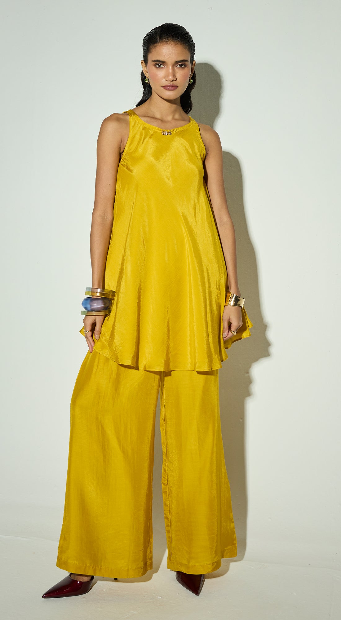 Mustard Silk Co-ord Set