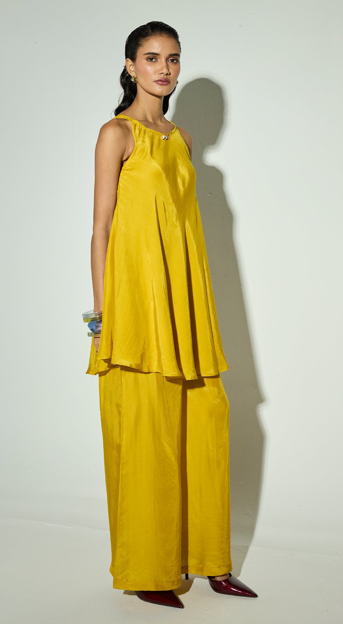 Mustard Silk Co-ord Set