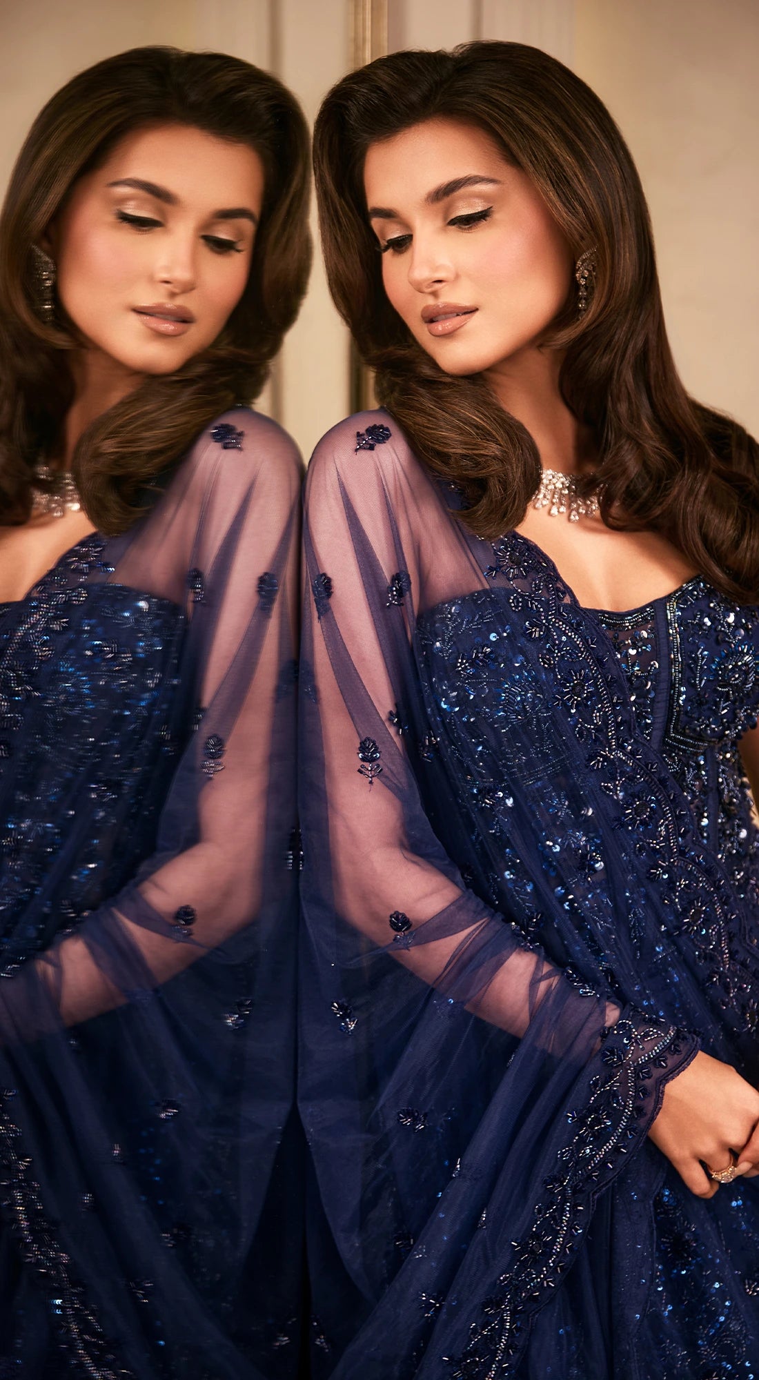 TARA SUTARIA IN MIDNIGHT STARLIGHT CORSET LEHENGA