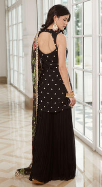 Black Georgette Gharara Set