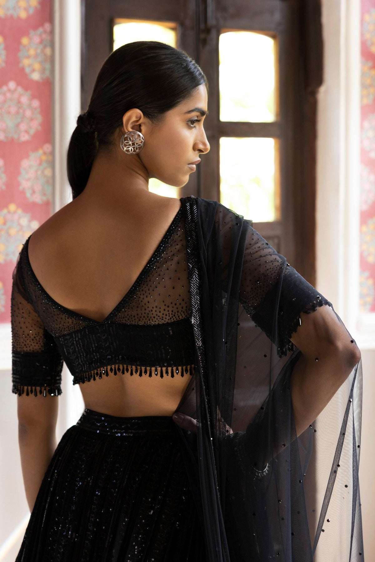 Black Sequins Lehenga Set