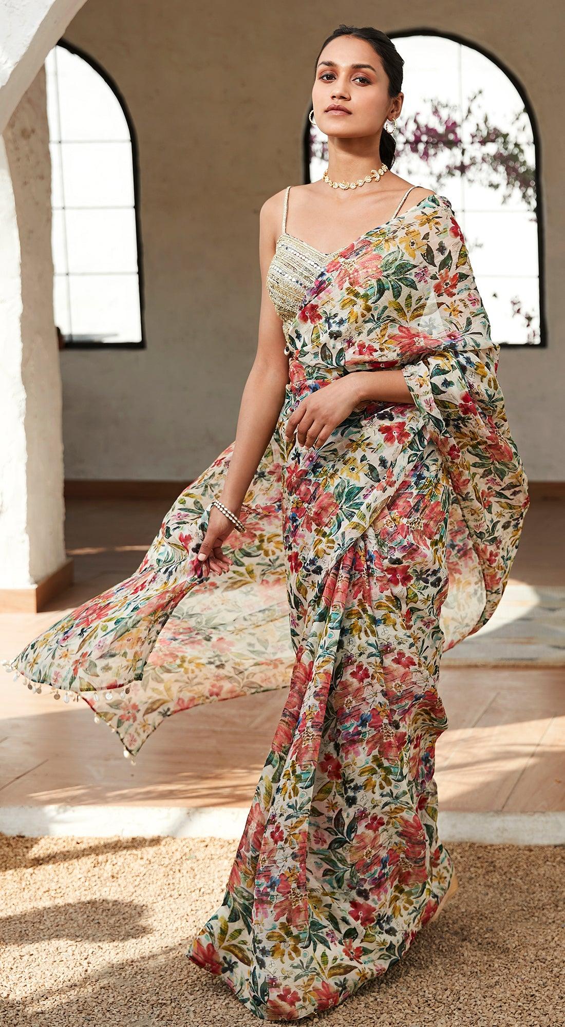 Floral Print Saree