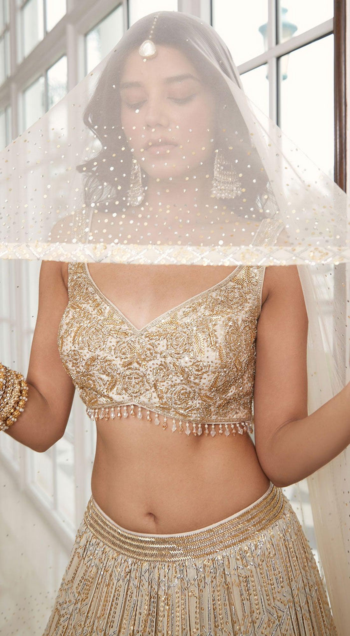 Ivory Embroidered Lehenga Set