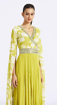 Lime Jumpsuit with Cape Sleeves