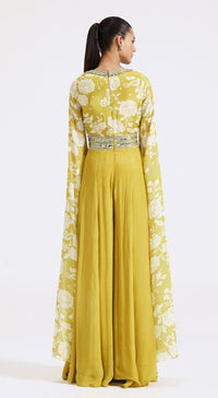 Lime Jumpsuit with Cape Sleeves