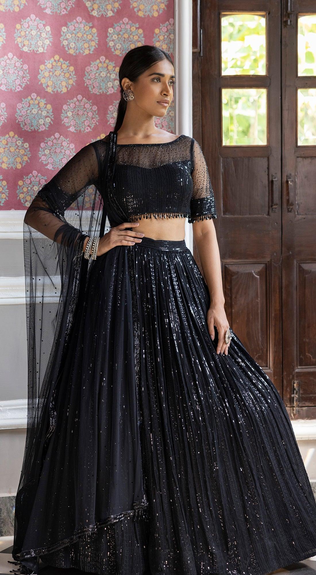 Black Sequins Lehenga Set - Basanti Kapde aur Koffee