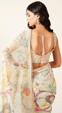 Multicoloured Printed Saree - Basanti Kapde aur Koffee