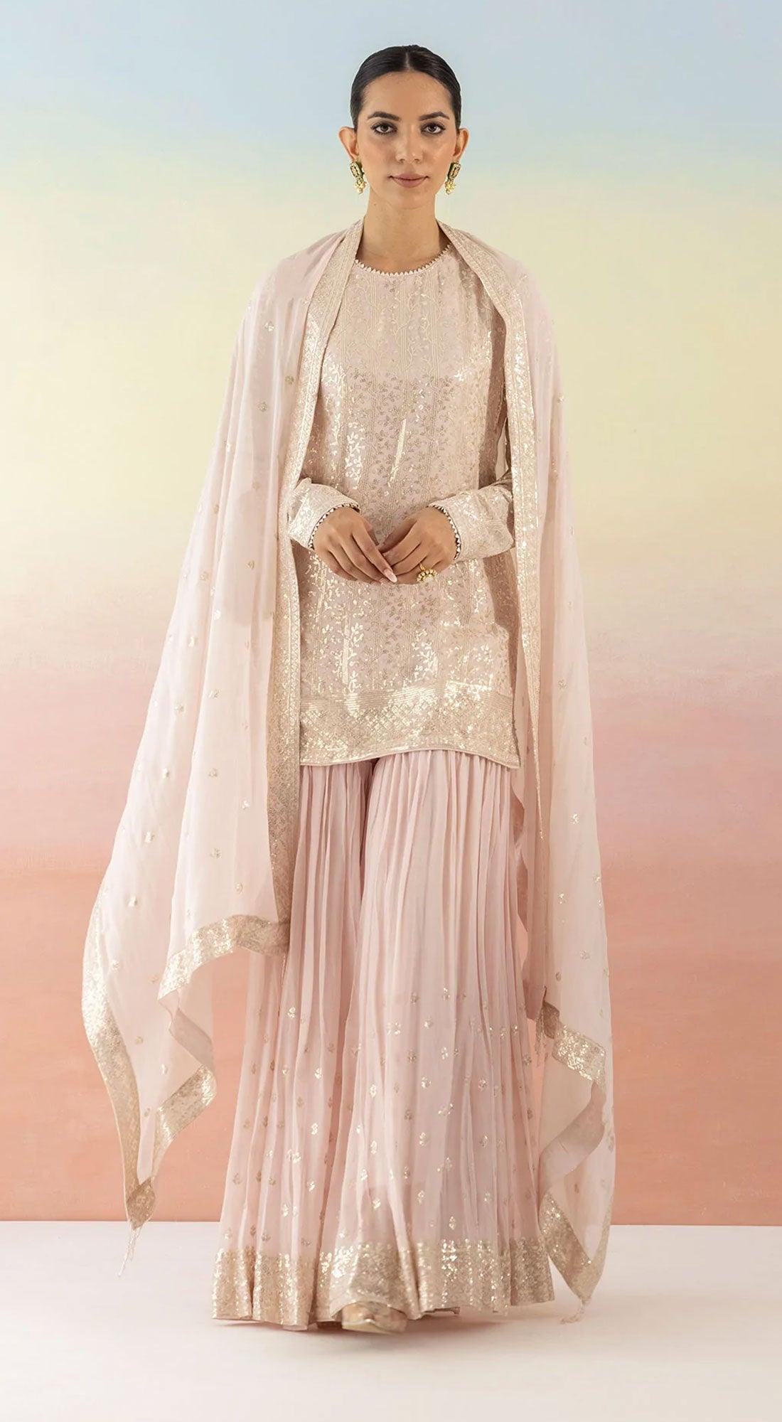 Pink Sequin Embellished Sharara Set - Basanti Kapde aur Koffee