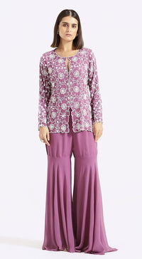 Purple Embroidered Co-Ords